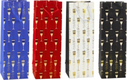 Pungă cadou pentru sticlă cu motiv pahare 36 × 12 × 10 cm