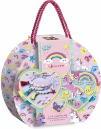 Set creativ 2 în 1 Unicorn – pictură cu diamante și confecționare de brățări