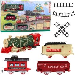 Set feroviar electric CLASSICAL TRAIN cu lumini, sunete și abur, 24 de piese