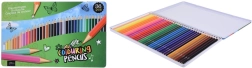 Creioane colorate din lemn, 36 bucăți, în cutie metalică