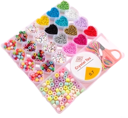 Set de mărgele în cutie cu compartimente în formă de inimă – 26 piese