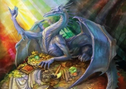 Puzzle dragon albastru cu comoară 1000 piese MAGNOLIA