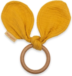 Jucărie pentru dentiție cu scutec muselină New Baby Ears mustard