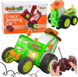 Tractor săritor verde cu telecomandă