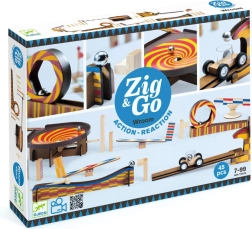 Djeco pistă din lemn pentru bile Zig & Go, 45 de piese