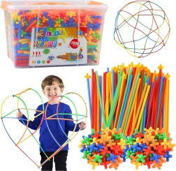 Set de construcție cu paie STRAWS, 1000 piese în valiză