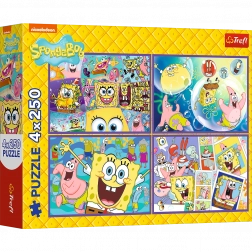 Puzzle 4x250 Lumea nebună a lui Sponge Bob