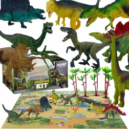 Set figurine dinozauri 16 piese cu covoraș de joc și geantă WOOPIE