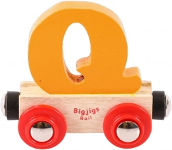 Vagon de lemn Bigjigs Rail cu litera Q