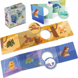 Set de 3 cărticele interactive tip leporelo Animăluțe KukiKuk
