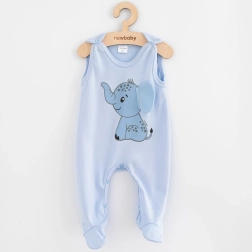 Salopetă pentru bebeluși din bumbac New Baby Happy Elephant albastră 56 (0–3 luni)