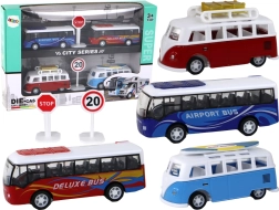 Set de jucării: rulote și autobuze cu mecanism inerțial 1:87, 4 buc.