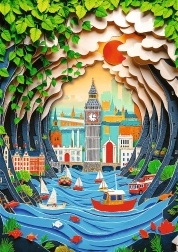 Puzzle Trefl Artă din hârtie: Londra 1000 piese