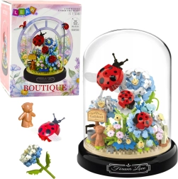 Set de construcție compoziție florală cu buburuze în cupolă, 596 piese