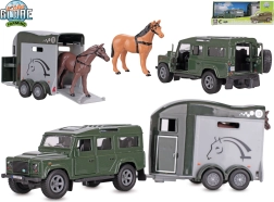 Kids Globe Farming Land Rover cu remorcă pentru cai cu pull-back