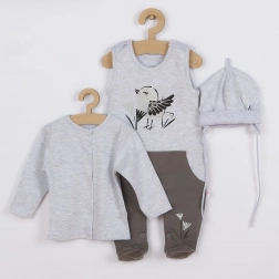 Set din bumbac pentru copii, 3 piese, Koala Birdy, gri