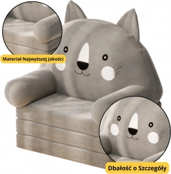 Fotoliu extensibil pentru copii Pisică Gri cu 3 niveluri