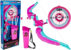 Arc cu scut + 3 săgeți cu ventuză roz