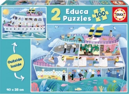 Educa puzzle Outside, Inside – vaporaș de agrement 2×100 piese