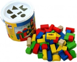 Cubi din lemn pentru toddleri în găleată cu sortator