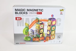 Set de construcție magnetic – pistă cu bile, 94 de piese