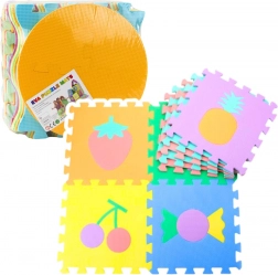 Covoraș educativ moale din spumă EVA – fructe și dulciuri, 16 piese