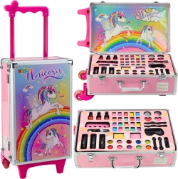 Set cosmetic pentru copii în troller cu roți, unicorn, roz