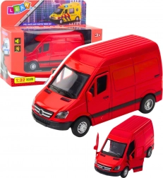 Dubă metalică roșie 1:32 cu lumini și sunete