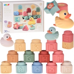 Cuburi moi pastel din silicon cu rățuște, set 30 buc