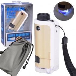 Microscop metalic de buzunar pentru copii 100x–250x cu LED