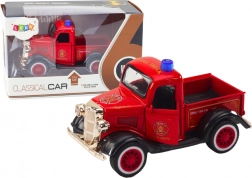 Mașină de pompieri clasică 1:36 cu propulsie, lumini și sunete roșu