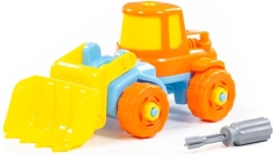 Buldozer didactic pentru copii cu șurubelniță