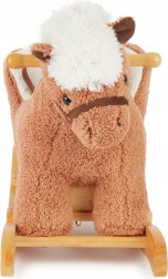 Căluț balansoar din pluș cu scăunel Bieco