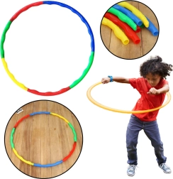Hula hoop colorat pliabil cu proeminențe de masaj, 8 piese