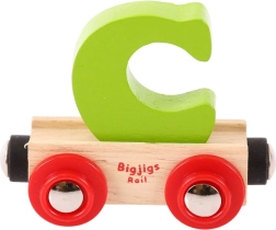 Vagon de lemn cu litera C Bigjigs Rail