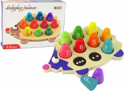 Arici din lemn – jucărie educativă cu 10 țăruși colorați