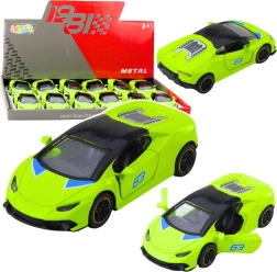 Mașinuță sport metalică 1:43 cu mecanism cu arc, verde neon