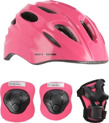 Set pentru copii: cască și protecții NILS Extreme, roz – Mărimea XS