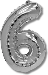 Balon din folie cifră 6 argintiu 40 cm