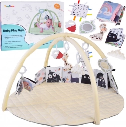 Covoraș educativ de joacă cu arcade și jucării suspendate