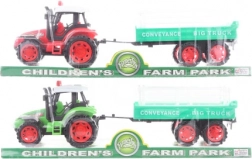 Tractor din plastic cu volant de inerție și remorcă 32 cm