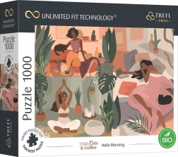 Puzzle TREFL UFT Yoga, Cats & Coffee Bună dimineața 1000 piese