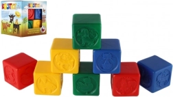 Cuburi colorate de plastic pentru copii cu animale, set de 8 bucăți