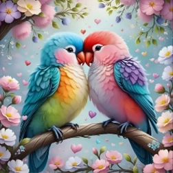 Mozaic diamant - Păsări colorate