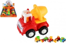 Mașină de construcții din plastic 10-12 cm cu volantă, mix de tipuri