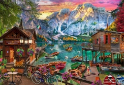 Puzzle Lacul Braies, Italia 1000 piese