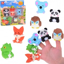 Mănuși de deget din cauciuc ZOO animale - set de 5 figurine