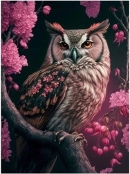 Mozaic cu diamante - Bufniță în trandafiri