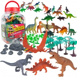 Figurine dinozauri Boley în găleată – set de 55 de piese T‑Rex și prieteni