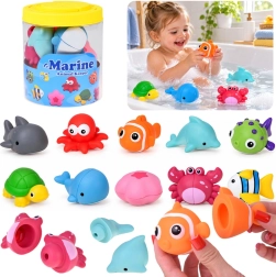 Jucării de baie cu animale marine care se desfac în două, set de 10 buc.